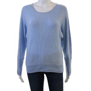 Designer Unisex Light Blue 100% Cashmere Pullover Sweater Long Sleeve Size M
